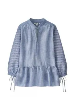 UNIQLO×JW ANDERSON リネンコットンストライプブラウス　M　青