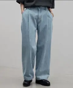 【WYM LIDNM 】TUCK WIDE LOOSE DENIM S