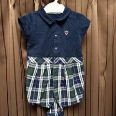 ファミリア familiar ロンパース 半袖 チェック 70cm