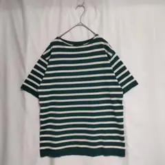 NANO UNIVERSE グリーン/ホワイト ストライプ Tシャツ M