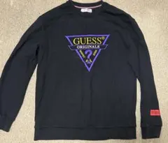希少 GUESS オリジナルロゴ ブラックトレーナー