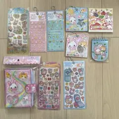 フワフワらびちゃん シール＆メモ帳＆シールバインダー10点セット