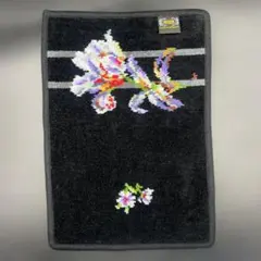 FEILER フェイラー シュニール織 ハンドタオル 長方形 虹色フラワー 黒