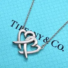 70 希少 ティファニー ネックレス ダブルラビングハート インターロッキング