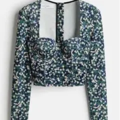 rokh H&M コルセットスタイルベロアトップス　M（38)