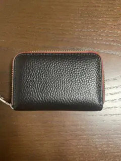 本革 カード入れ付きミニ財布 ブラック