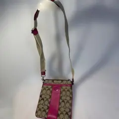 コーチ ショルダーバッグ ロゴ柄 ブラウン/ピンク