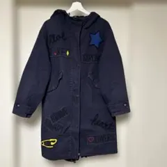 ZARA 刺繍入りネイビーのモッズコート