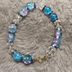 ハンドメイド ビーズブレスレット 青紫