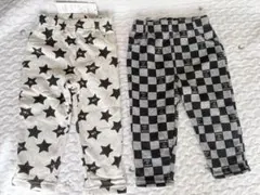 【2枚セット】新品あり！90cm 裏起毛　星柄＆チェッカー柄パンツ