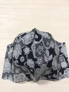 花柄レース柄  黒  薄手  ハンドメイドマスク 大人用