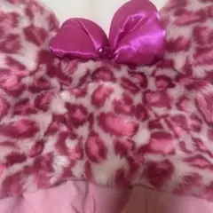 【レア】ディズニー　ファンキャップ　ヒョウ柄　ピンク　モコモコ　ミニー