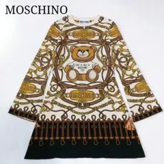 【モスキーノ/MOSCHINO】長袖ニット テディーベア クマ 総柄 ロゴ 金具のサムネイル