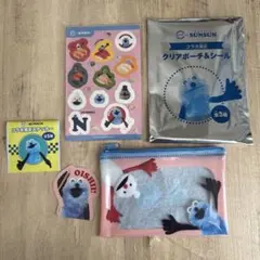 パペットスンスン　スシローコラボ　クリアポーチ&シール ステッカー セット