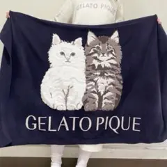 新品　ジェラートピケ ツインキャットジャガードブランケット　毛布　膝掛け　猫