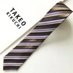 タケオキクチ ネクタイ ストライプ柄 ブラウン