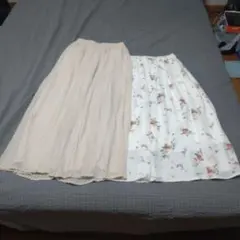イング花柄スカート+プリーツワイドパンツサイズM