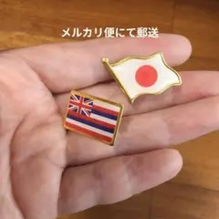 日本国旗とハワイ州旗のピンバッジセット