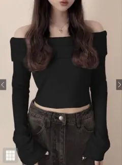 GRL オフショルフレアスリーブテレコトップス[dk1070]