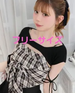 ミシェルマカロン　BIGリボンチェックキャミトップス 　フリーサイズ 　残り1のサムネイル