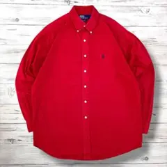 ポロバイラルフローレン 長袖シャツ 刺繍ロゴ 赤 L 1823