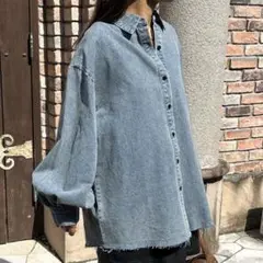 チャオパニック CIAOPANIC デニム シャツ 長袖 オーバーサイズ