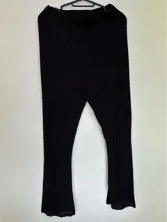 リブ編み ブラック フレアパンツ