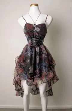 SHEIN MOD 花柄 シアー ロングワンピース コルセット風 ゴシック XSのサムネイル