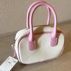 H&M ミニハンドバッグ キャンバス×ピンク ハートチャーム付きのサムネイル