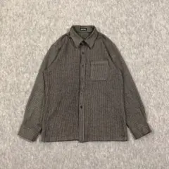 ヴィンテージ シャツ ブラック ウール ストライプ柄 カジュアル メンズ 高級感