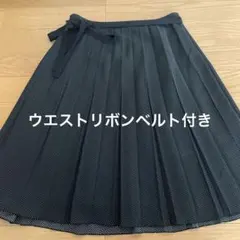 プリーツスカート　水玉　M リボンベルト付き