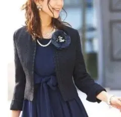 ルイルエブティック ノーカラー ジャケット 濃紺 ネイビー M 入学式 入園式