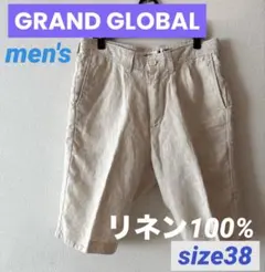 GRAND GLOBAL　リネンショートパンツ　生成り／ベージュ 38サイズのサムネイル