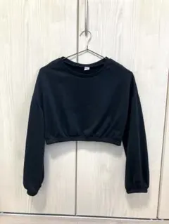 SHEIN 黒 クロップド長袖カットソー 11-12Y