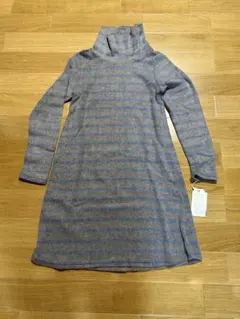 M.M.O. グレー ストライプ タートル長袖ワンピース Mサイズ