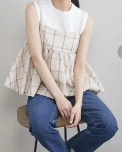 ミラオーウェン　チェックペプラムキャミ×タンクＳＥＴのサムネイル