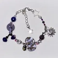 ハンドメイド ブレスレット 象 星 紫 太陽