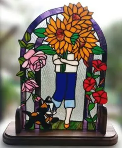 ステンドグラスパネル ゴッホの ひまわり (1683)澤田様専用参考出品