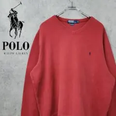 古着 90s ポロ ラルフローレン 刺繍 ポニー スウェット レッド XL