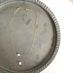 淡水パール　ダブル　チェーン　ネックレス