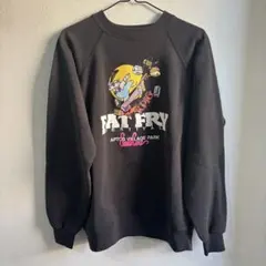 90s USA製 Hanes プリント スウェット ラグラン ブラック L