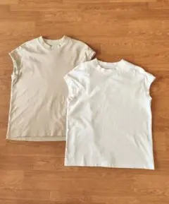 無印良品 太番手 天竺編み フレンチスリーブTシャツ 2枚セット Ｌサイズのサムネイル