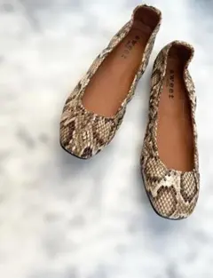 パイソン ヘビ柄 フラット バレエシューズ 24cm