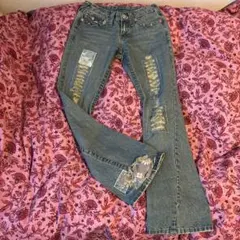 【送料無料】00s True Religion パッチワーク デニム