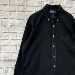 ラルフローレン長袖シャツ！ブラックL ロゴ刺繍 0130