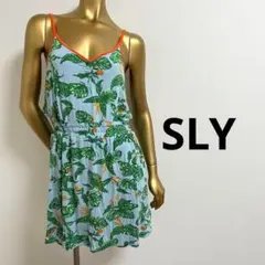【1833】SLY ボタニカル柄 ノースリーブワンピース F ブルー