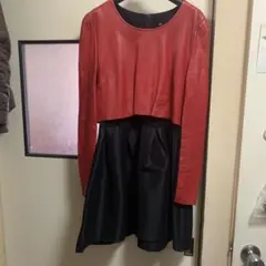 赤と黒のレザーワンピース XLサイズ