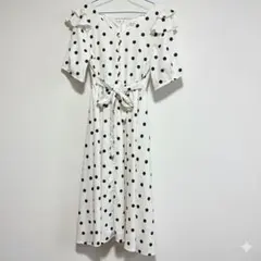 dazzlin 水玉模様フリル袖ロングワンピース Sサイズ
