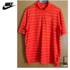 NIKE GOLF 半袖ポロシャツ　オレンジボーダー　DRY-FIT L