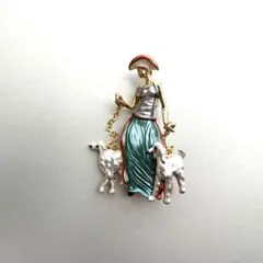 No73 エレガント　アフガンハウンド　犬　いぬ　ドック　エナメル　ブローチ